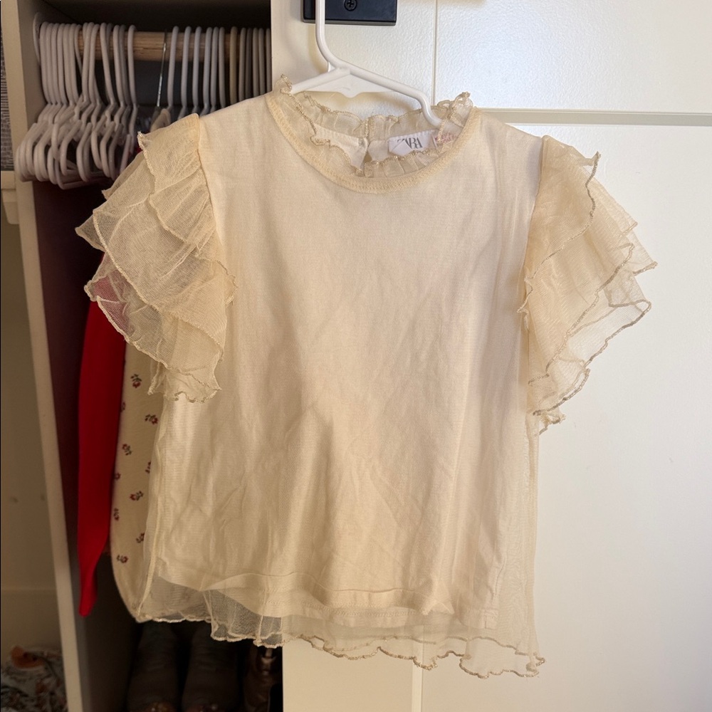 Zara Kids Cream Ruffle Blouse